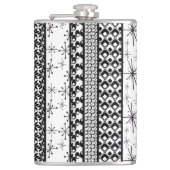 Patroonstrips voor zwart-wit Retro 1 Heupfles (Voorkant)