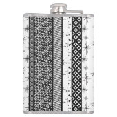 Patroonstrips voor zwart-wit Retro 1 Heupfles (Achterkant)