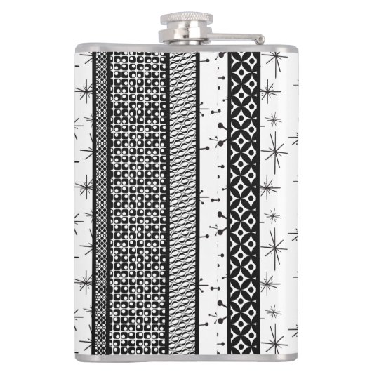 Patroonstrips voor zwart-wit Retro 1 Heupfles (Achterkant)