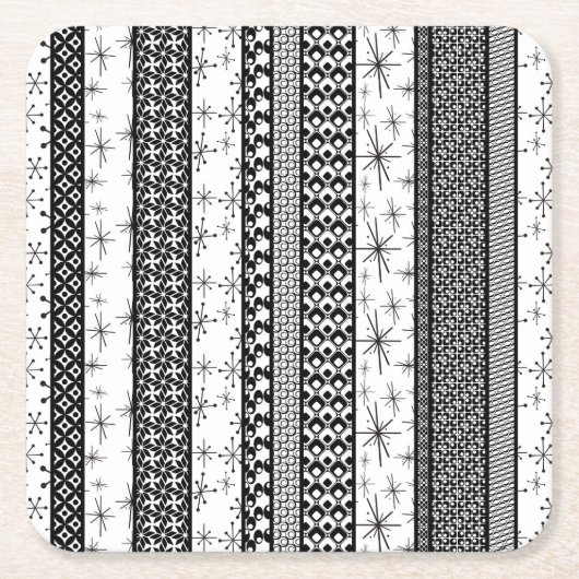 Patroonstrips voor zwart-wit Retro 1 Kartonnen Onderzetters (Voorkant)