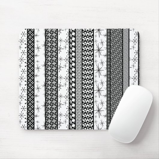 Patroonstrips voor zwart-wit Retro 1 Muismat (Met muis)