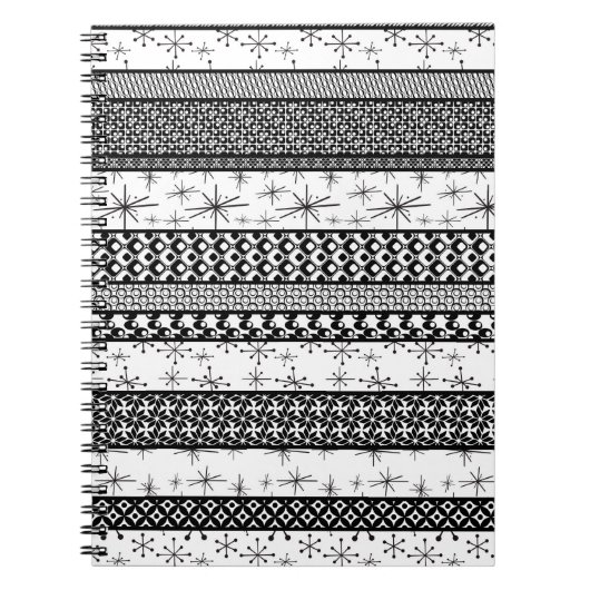Patroonstrips voor zwart-wit Retro 1 Notitieboek (Voorkant)