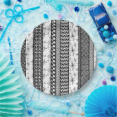 Patroonstrips voor zwart-wit Retro 1 Papieren Bordje (Feest)