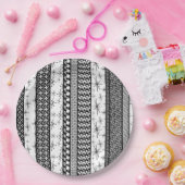 Patroonstrips voor zwart-wit Retro 1 Papieren Bordje (Feest)