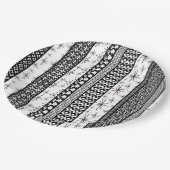 Patroonstrips voor zwart-wit Retro 1 Papieren Bordje (Gekanteld)