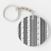 Patroonstrips voor zwart-wit Retro 1 Sleutelhanger (Voorkant)