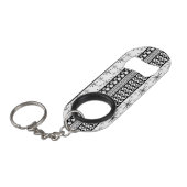 Patroonstrips voor zwart-wit Retro 1 Sleutelhanger Flessenopener (Voorkant Gekanteld)