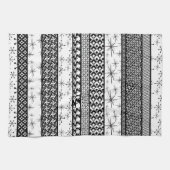 Patroonstrips voor zwart-wit Retro 1 Theedoek (Horizontaal)