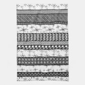Patroonstrips voor zwart-wit Retro 1 Theedoek (Verticaal)