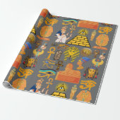 Patroonsymbool Ouder Egyptisch Hieroglyphic Cadeaupapier (Uitgerold)
