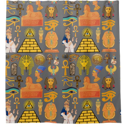 Patroonsymbool Ouder Egyptisch Hieroglyphic Douchegordijn (Voorkant)