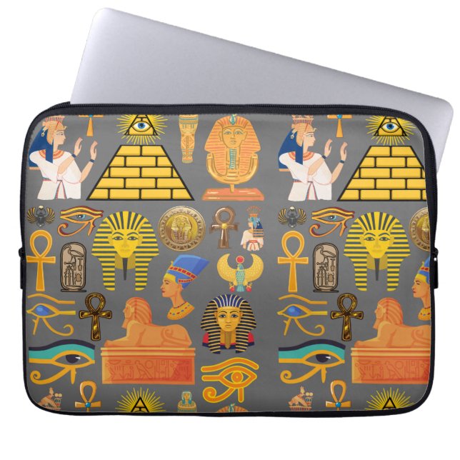 Patroonsymbool Ouder Egyptisch Hieroglyphic Laptop Sleeve (Voorkant)