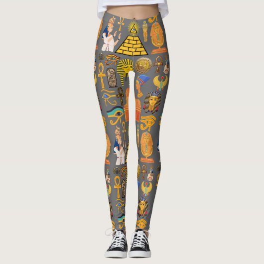 Patroonsymbool Ouder Egyptisch Hieroglyphic Leggings (Voorkant)