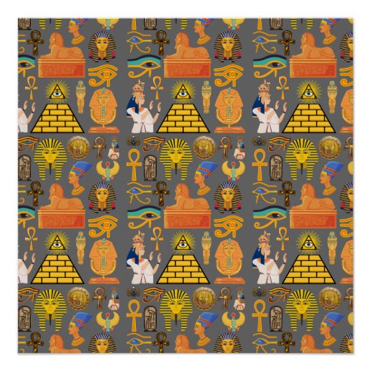 Patroonsymbool Ouder Egyptisch Hieroglyphic Perfect Poster (Voorkant)