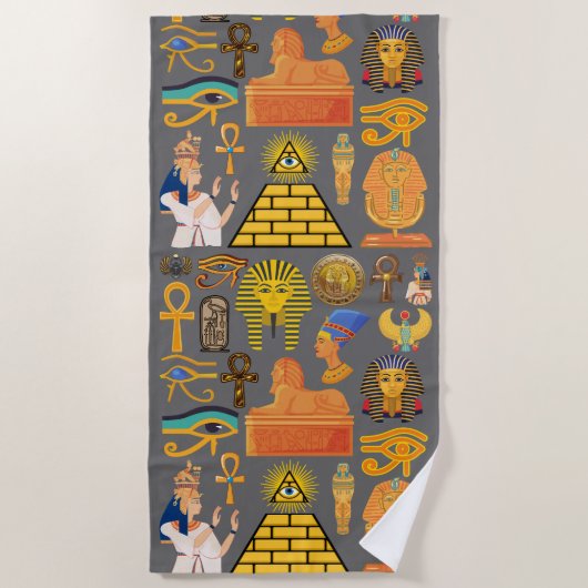 Patroonsymbool Ouder Egyptisch Hieroglyphic Strandlaken (Voorkant)