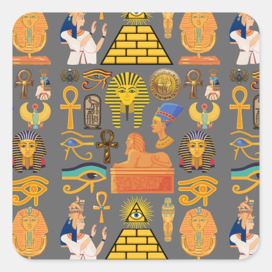 Patroonsymbool Ouder Egyptisch Hieroglyphic Vierkante Sticker (Voorkant)