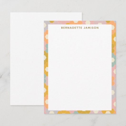 patroonverlooppatroon met verhexagon notitiekaartje (Voorkant / Achterkant)