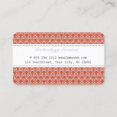 Patroonverschil Red White  Damask Visitekaartje (Achterkant)