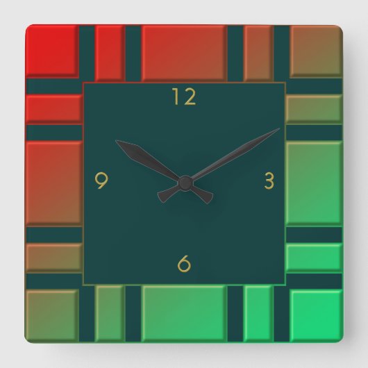 Patroonvierkant wandklok (Voorkant)