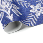 patroonweefsel blauw cadeaupapier (Rol Hoek)