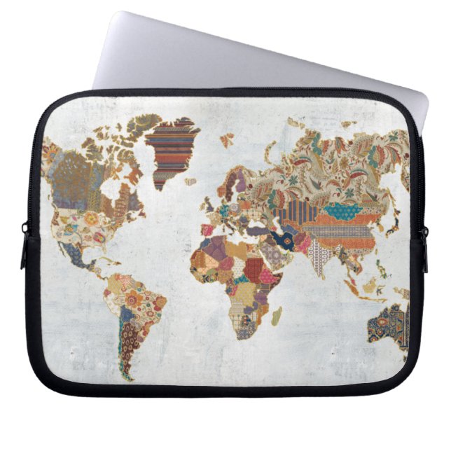 PatroonWereldkaart Laptop Sleeve (Voorkant)