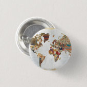 PatroonWereldkaart Ronde Button 3,2 Cm (Voorkant /achterkant)