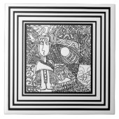 Patroonzwart en wit tegeltje (Voorkant)