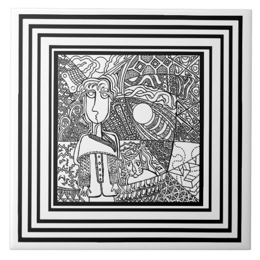 Patroonzwart en wit tegeltje (Voorkant)