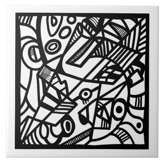 Patroonzwart en wit tegeltje (Voorkant)