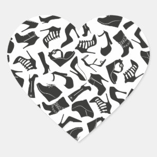 Patroonzwarte damesschoenen hart sticker