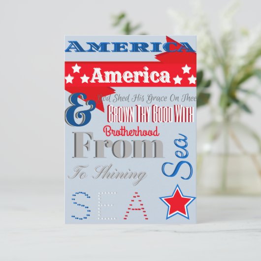 Patrotisch 4 juli uitnodiging (Staand voorkant)