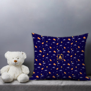 Patruimte lavendel oranje donkerblauw monogram kussen