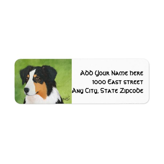 "Pat's Girl" Zwart Tri Aussie Portret Etiket (Voorkant)
