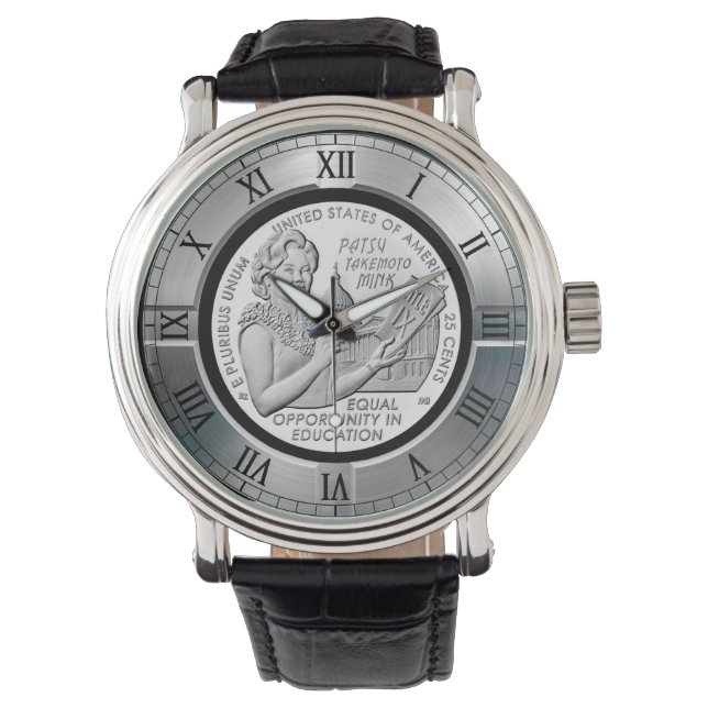 Patsy Takemoto Mink ~ Hawaï ~ "TITEL IX" Horloge (Voorkant)