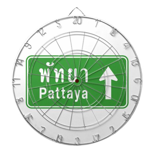 Pattaya Ahead ⚠ Thai Highway Traffic Sign ⚠ Dartbord (Voorkant)