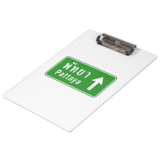 Pattaya Ahead ⚠ Thai Highway Traffic Sign ⚠ Klembord (Gekanteld)