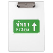 Pattaya Ahead ⚠ Thai Highway Traffic Sign ⚠ Klembord (Voorkant)