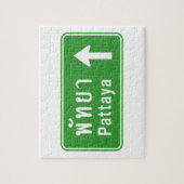 Pattaya Ahead ⚠ Thai Highway Traffic Sign ⚠ Legpuzzel (Verticaal)