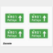 Pattaya Ahead ⚠ Thai Highway Traffic Sign ⚠ Rechthoekige Sticker (Vel)