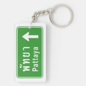 Pattaya Ahead ⚠ Thai Highway Traffic Sign ⚠ Sleutelhanger (achterkant)