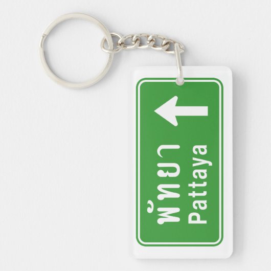 Pattaya Ahead ⚠ Thai Highway Traffic Sign ⚠ Sleutelhanger (Voorkant)