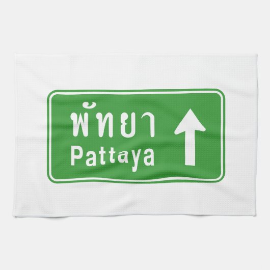 Pattaya Ahead ⚠ Thai Highway Traffic Sign ⚠ Theedoek (Horizontaal)