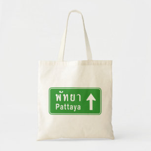 Pattaya Ahead ⚠ Thai Highway Traffic Sign ⚠ Tote Bag