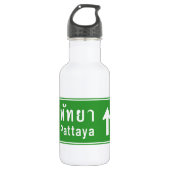Pattaya Ahead ⚠ Thai Highway Traffic Sign ⚠ Waterfles (Voorkant)