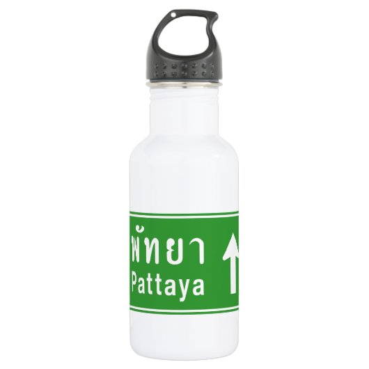 Pattaya Ahead ⚠ Thai Highway Traffic Sign ⚠ Waterfles (Voorkant)