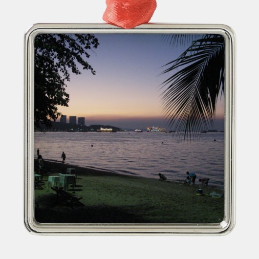 Pattaya Beach Sunset ... Chonburi, Thailand Metalen Ornament (Voorkant)