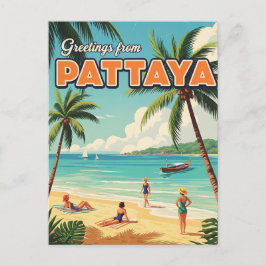Pattaya Beach Thailand Travel Briefkaart