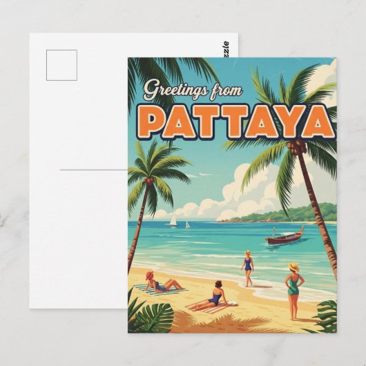 Pattaya Beach Thailand Travel Briefkaart (Voorkant / Achterkant)