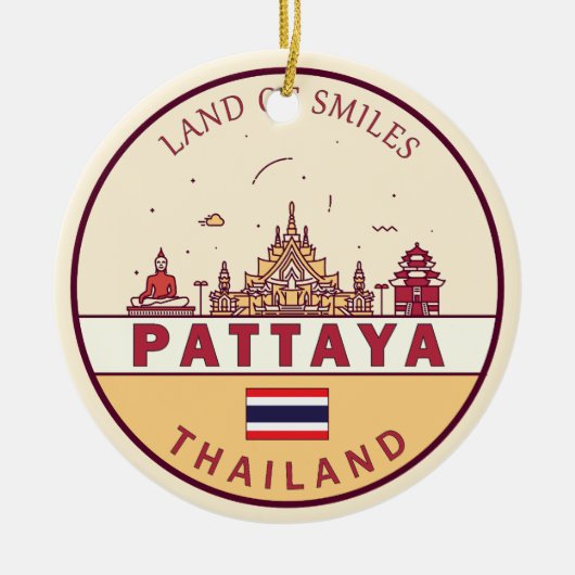 Pattaya Thailand City Skyline Embleem Keramisch Ornament (Voorkant)