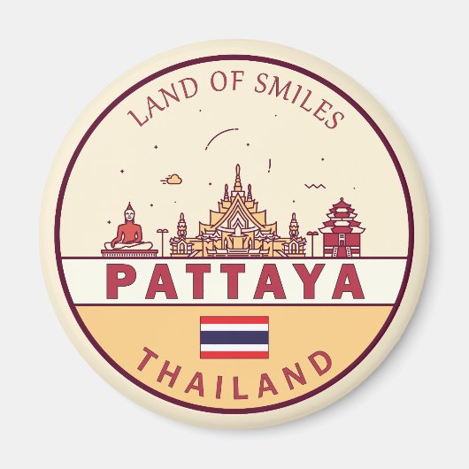 Pattaya Thailand City Skyline Embleem Magneet (Voorkant)